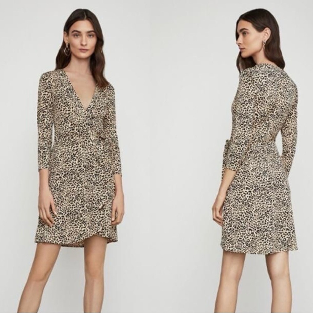 BCBG Max Azria Leopard 3/4 Sleeve Wrap Dress Size Large NWT - Picture 2 of 10